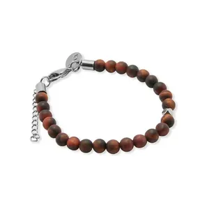 Pulseira Kobe de Pedra Natural Vermelha Marrom Avermelhado Ajustável