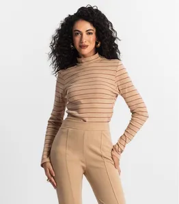 Blusa Manga Longa Feminina Rovitex Marrom G
