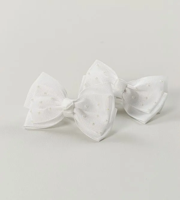Bico de Pato Laço Mini Pérolas Branco com 2 unidades Branco