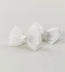 Bico de Pato Laço Mini Pérolas Branco com 2 unidades Branco