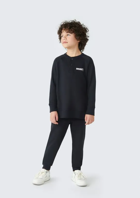 Conjunto de Moletom Infantil Menino Com Estampa - Preto 008