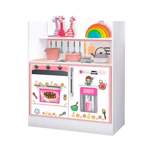 Cozinha De Brinquedo Estante Mdf Rosa Bebê Letty Shop Jm