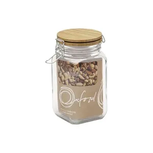 Pote Hermético de Vidro Retrô 1,2 L com tampa de Bambu