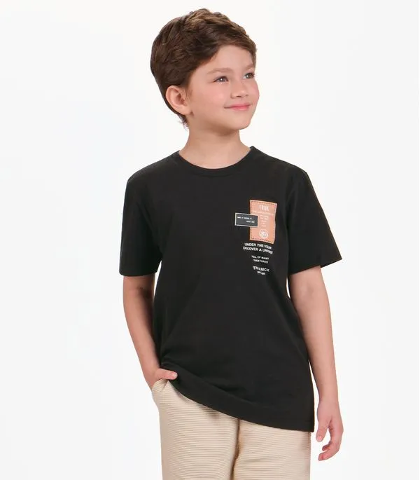 Camiseta Menino em Meia Malha Trick Nick Preto 4