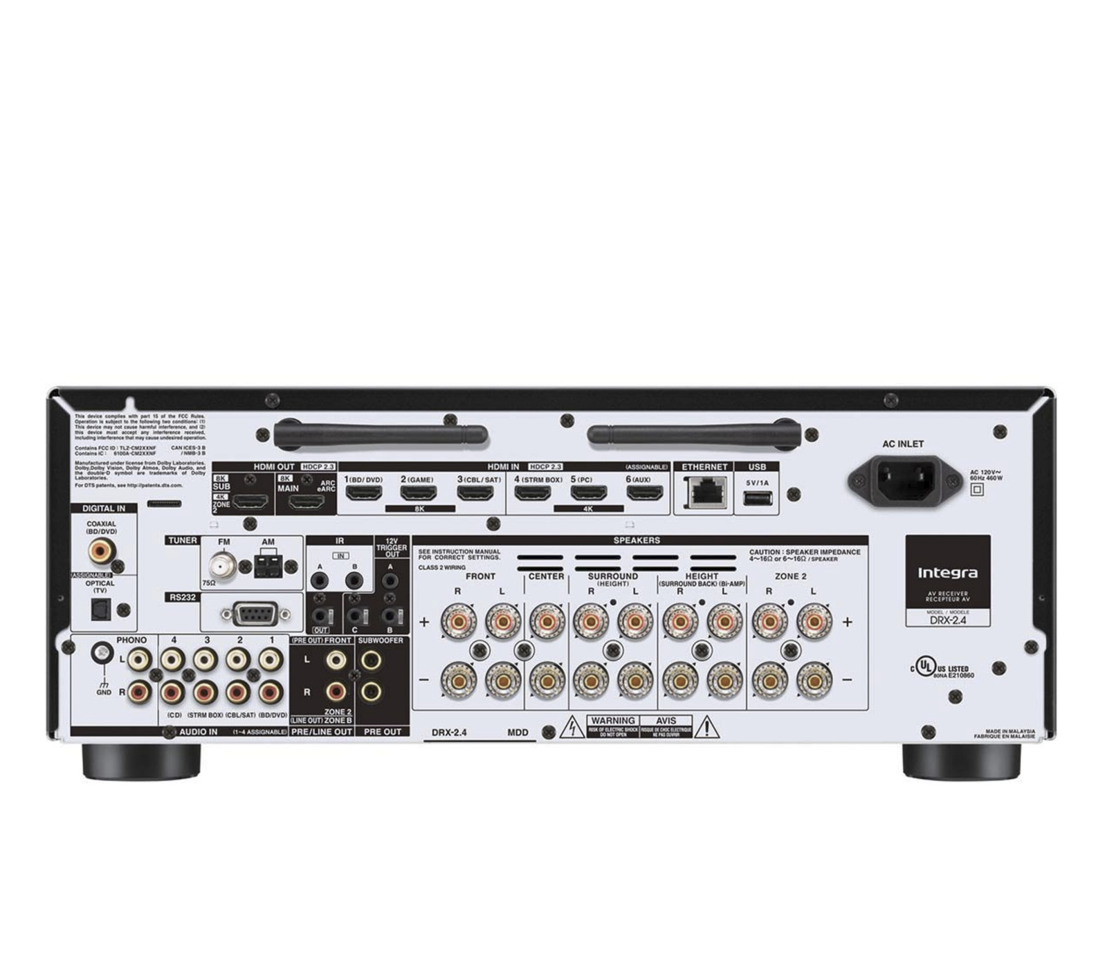 Receiver Integra DRX-2.4 Dolby Atmos e DTS:X de 5.1.2 canais 120v ( Melhor que Denon X2800h )