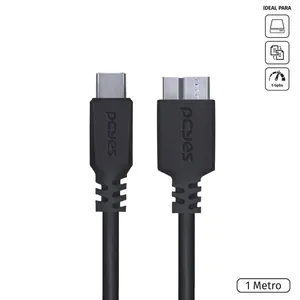 Cabo para HD Externo USB Tipo C para Micro USB B 3.0 1 Metro Preto - P3UCMBP-1