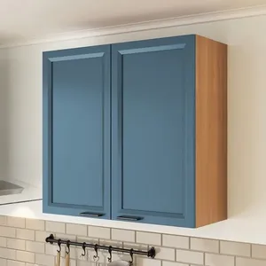 Armário Aéreo Duplo 80cm Soho CabeCasa MadeiraOriginals Freijó/Azul Freijó/Azul