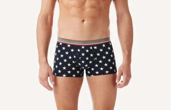 Boxers De Algodão Elástico Estampado Estrelas - Azul M