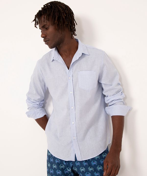 camisa comfort manga longa short co azul claro G