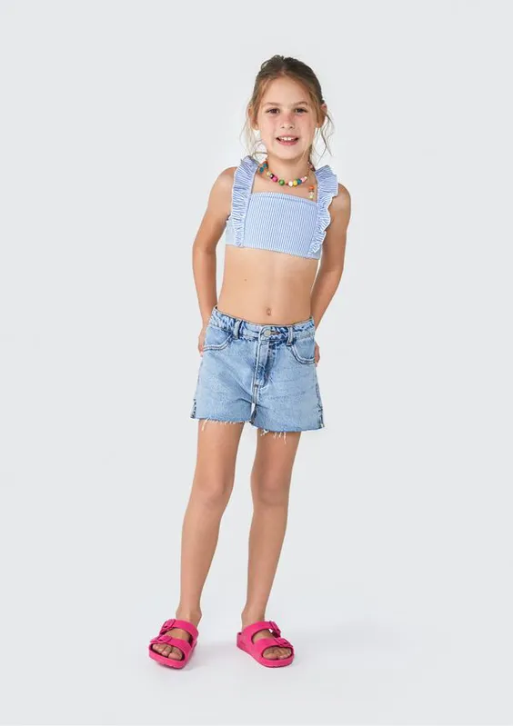 Biquíni Infantil Transpassado Com Proteção UV - Azul 012