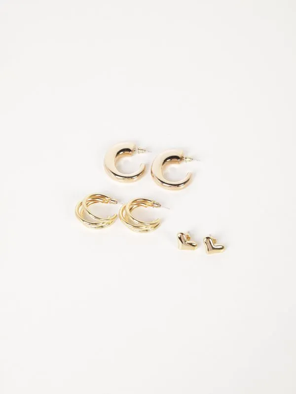Kit 03 Brincos Bold DOURADO