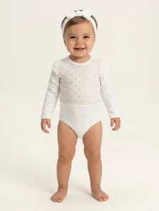 Body Crepe + Faixa de Cabelo Infantil Para Menina OFF WHITE 1