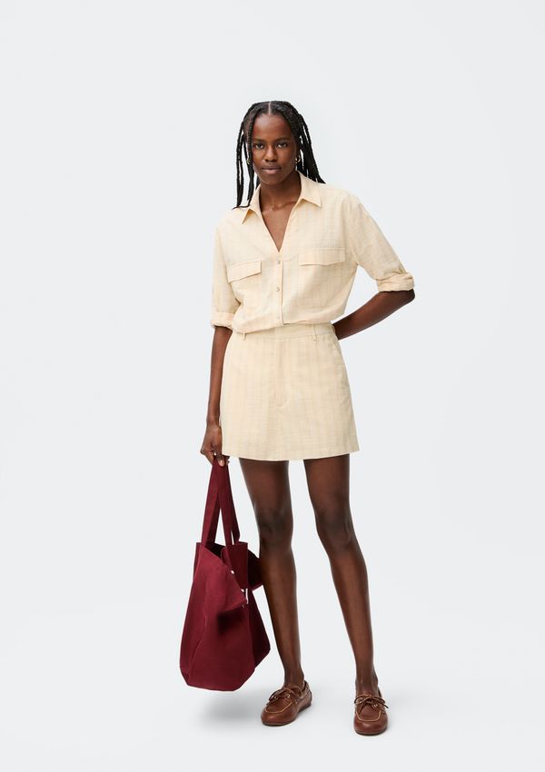 Shorts Saia Fio Tinto Em Alfaiataria - Bege 046