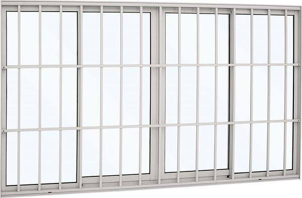 Janela De Correr Alumínio Branco Grade Classic 4 Folhas 100x150x9 Alumifort Sasazaki
