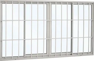 Janela De Correr Alumínio Branco Grade Classic 4 Folhas 100x150x9 Alumifort Sasazaki