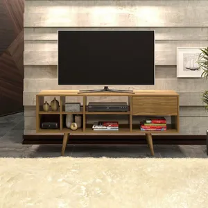 Rack para TV até 65 Polegadas 136cm 1 Gaveta 7 Nichos R1462 Bege Natural Natural