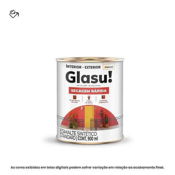 Tinta Esmalte Sintético Standard Brilhante Glasu Suvinil 900ml Secagem Rápida Branco Neve (MP)