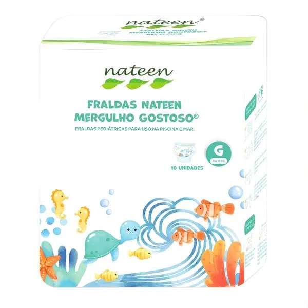 Fraldas Nateen Mergulho Gostoso Linha Para Piscina e Mar G 10 Unidades