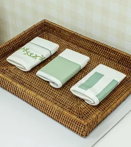 Kit Toalha de Boca Folhas com 3 unidades Verde