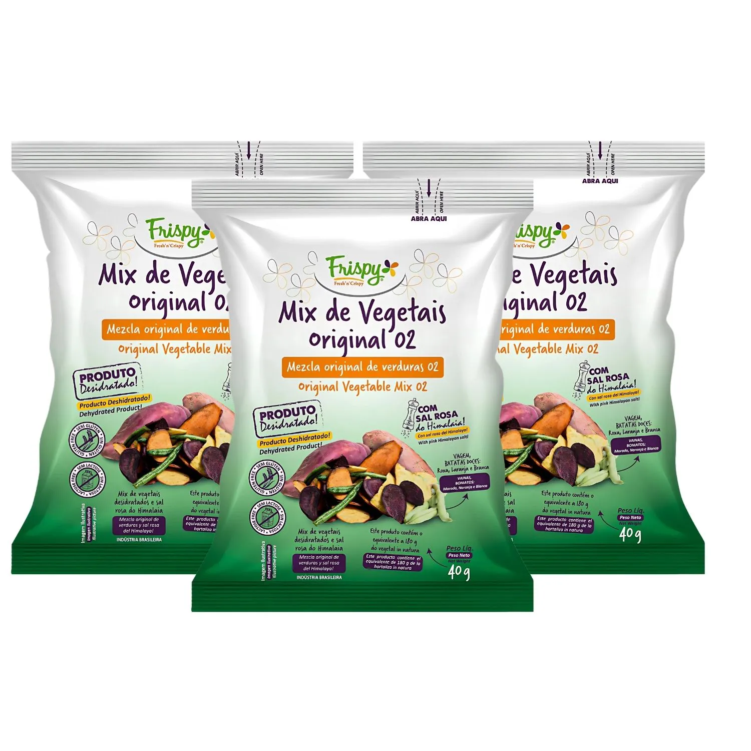 Chips Vegetais Batata Vagem Vegano Sem Glúten Frispy 3 Unidades 40g