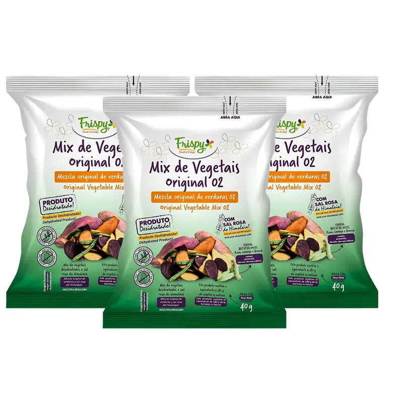 Chips Vegetais Batata Vagem Vegano Sem Glúten Frispy 3 Unidades 40g