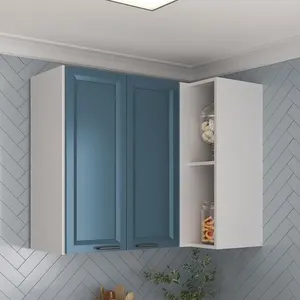 Armário Aéreo Canto Reto Soho CabeCasa MadeiraOriginals Branco/Azul Branco/Azul