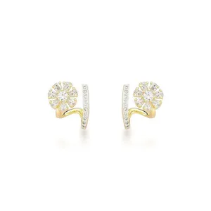 Brincos Flor De Zircônia Banhados Em Ouro 18k - Delicadeza E Brilho