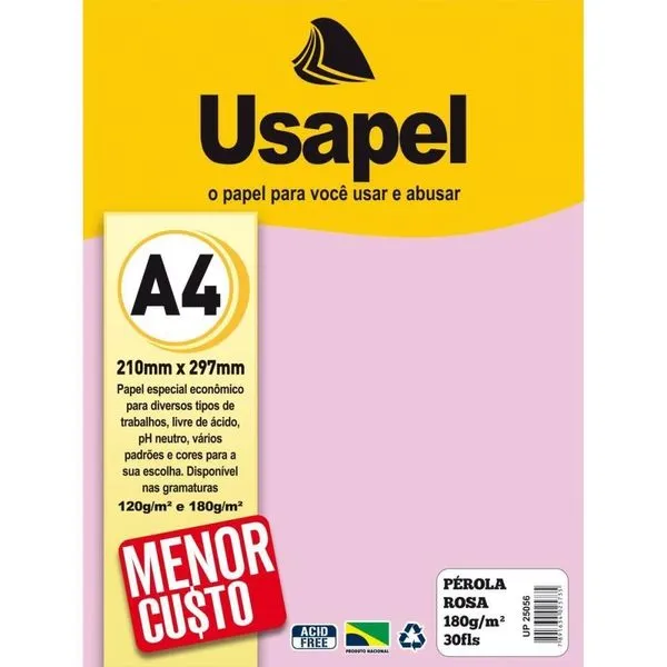 Papel A4 Perolado Filiperson Rosa 180g Multiuso Convites Lembranças Cardápios Papel A4 Perolado Filiperson Rosa 180g Multiuso
