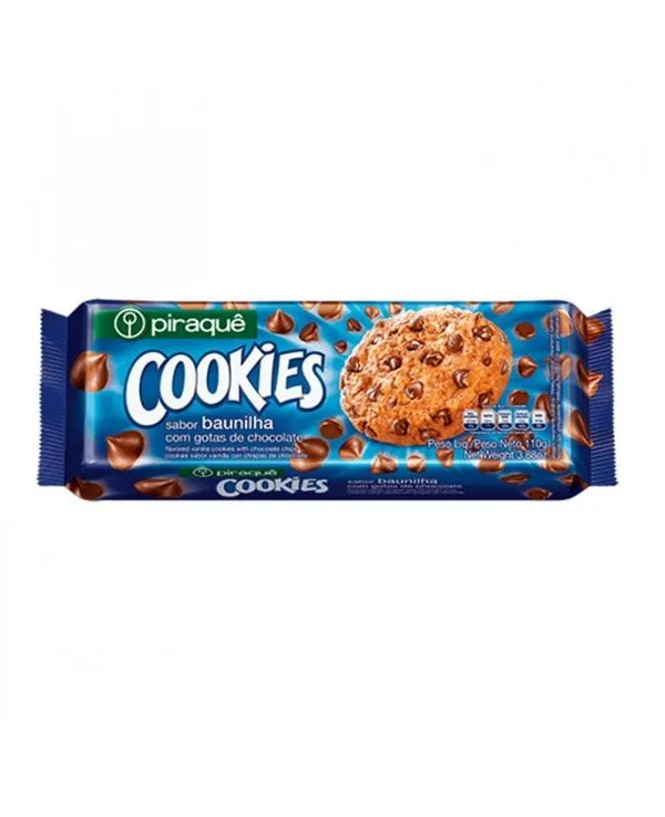 Cookies Piraquê sabor Baunilha com Gotas de Chocolate 110g