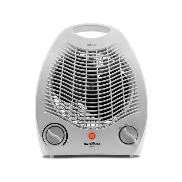 Aquecedor Elétrico Portátil AB1100N 1500W 3 Níveis de Potência com Ventilador para Ambientes Britânia 110V Aquecedor Elétrico Portátil AB1100N 1500W com Ventilador 3 Níveis de Temperatura Britânia 110V
