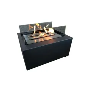 Lareira Ecológica Mesa de Centro Retangular a Álcool Queimador Duplo Vidro em Aço 65cm para Sala Classe a Lareiras Lareira Ecológica a Álcool Mesa de Centro em Aço Classe A