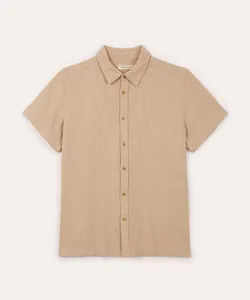 camisa juvenil de algodão com bolso manga curta bege 12