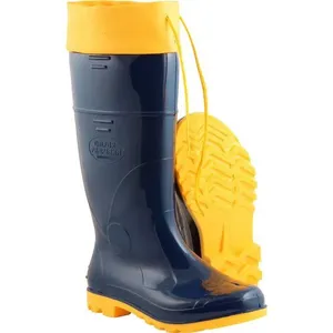 Bota de PVC Cano Longo Azul e Amarela com Forro - CALFOR 39