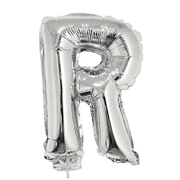 Balão Metalizado 16" Funny Letra R Prata com Suporte