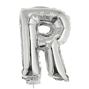 Balão Metalizado 16" Funny Letra R Prata com Suporte