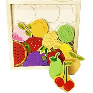 Brinquedo Pedagógico de Madeira Colecione e Encaixe Frutas Coordenação Motora Toy Mix Brinquedo Pedagógico Madeira Encaixe Frutas Coordenação Toy Mix
