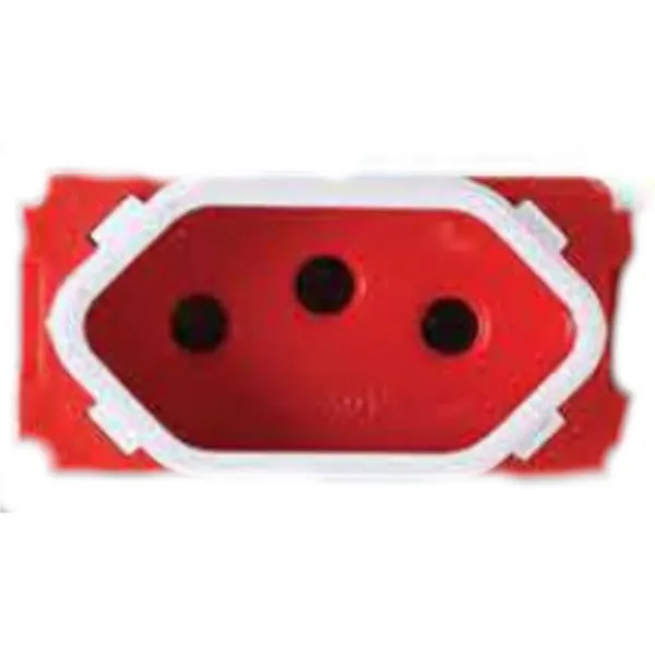 Módulo de Tomada Universal 2P+T Vermelho e Branco de 20 Ampères da Linha Novara - 1100/77 - DICOMPEL