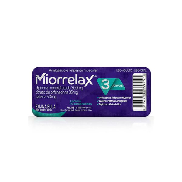 Miorrelax 10 Comprimidos Relaxante Muscular