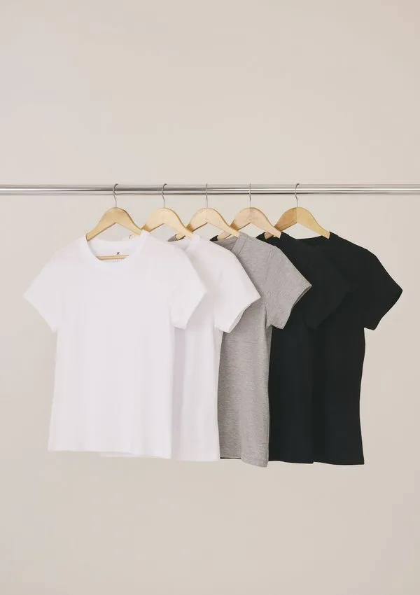 Kit Com 5 Camisetas Femininas Básicas - Multicolorido G