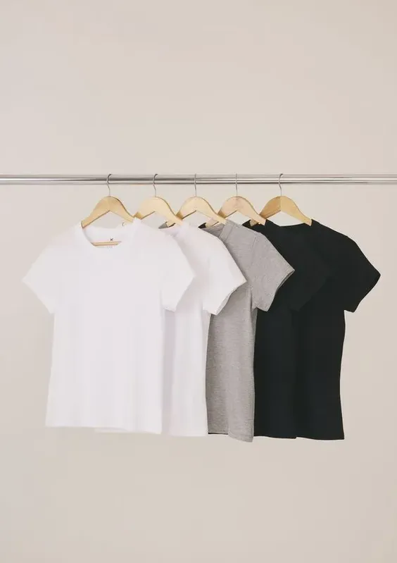 Kit Com 5 Camisetas Femininas Básicas - Multicolorido G
