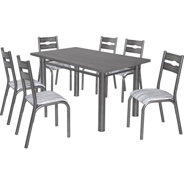 Mesa de Jantar 6 Cadeiras - Ciplafe Luna Branco / Preto
