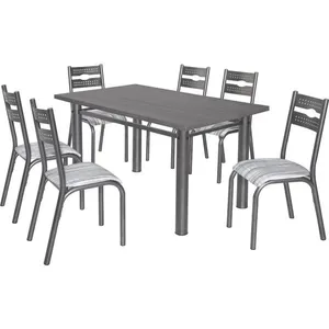 Mesa de Jantar 6 Cadeiras - Ciplafe Luna Branco / Preto