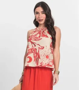Blusa de Alça Feminina em Meia Malha Endless Laranja G / Laranja