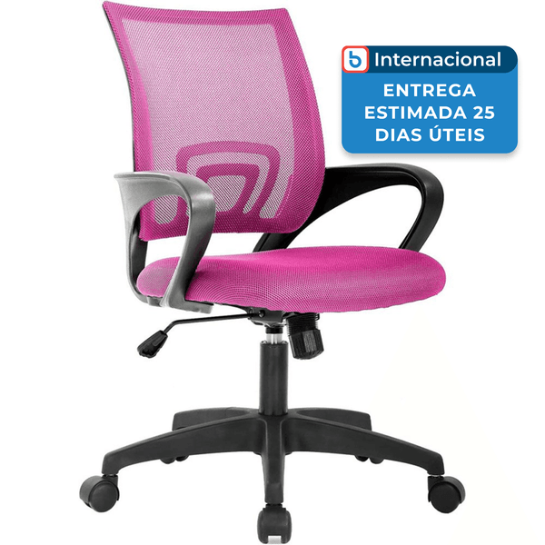 Cadeira de Escritório BestOffice Giratória 360° com Braços em Malha Rosa A-MBI