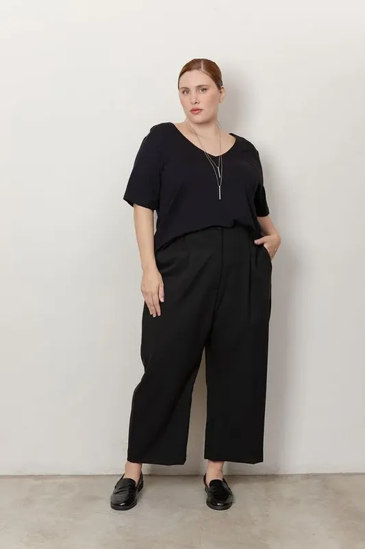 Calça Alfaiataria Doha Plus Size Preto-EXG