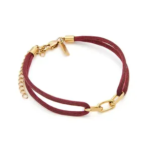 Pulseira Matiz Pétala Bordô e Aço Bordo Ajustável