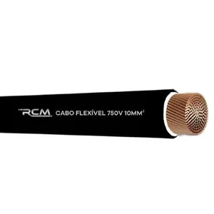 Cabo Flexível 10mm 750V para Instalações Residenciais e Comerciais Preto RCM Cabos Elétricos Fio Cabo Flexível 10mm 750V para Instalação Segura Preto RCM Cabos Elétricos