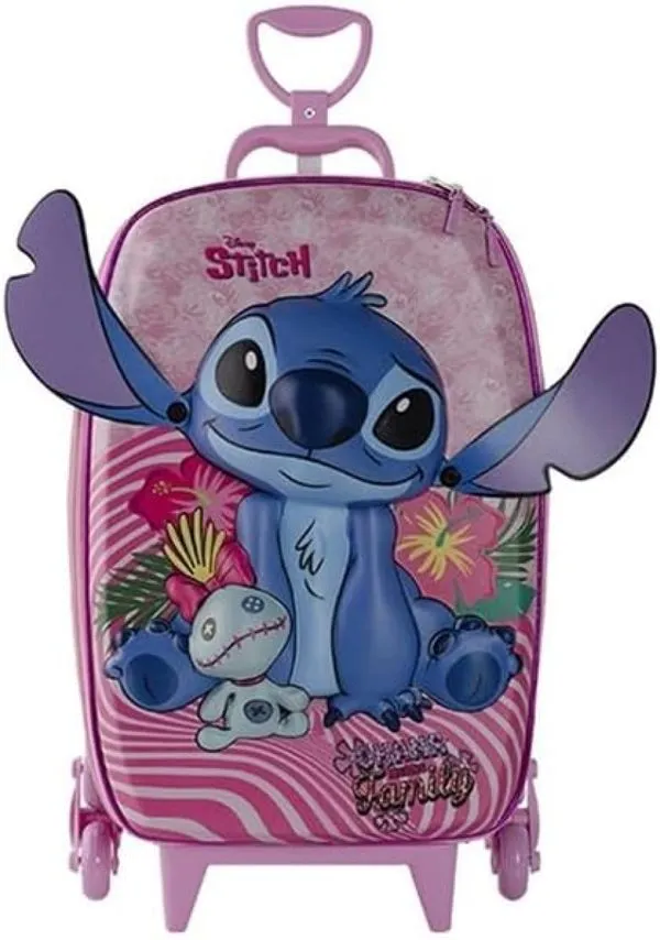 Mochila com Rodinhas Stitch Rosa 3857bm24 - Diplomata