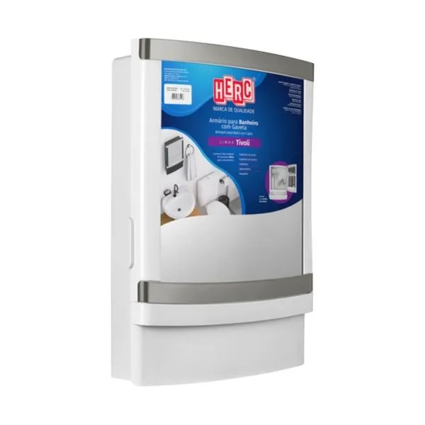 Armário Para Banheiro Herc Tivoli Com Gaveta Branco e Cinza 33x44,5 (MP)