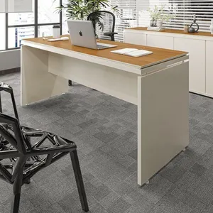 Mesa Para Escritório Com Tampo Duplo 25mm Tundra - Off White E Cedro